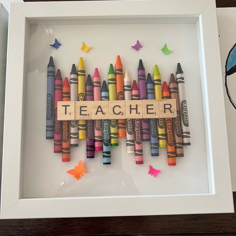 Crayola Crayon Art with 'Teacher' Tiles